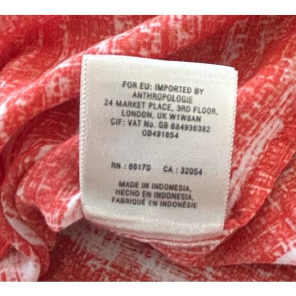Anthropologie Maeve Orange White Calia Tunic Button Down Top Women's Size 8 - Picture 9 of 9